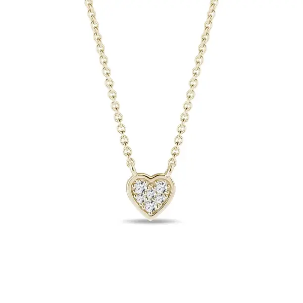 Diamantový přívěsek se srdcem ve žlutém zlatě KLENOTA