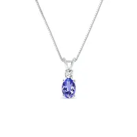 Náhrdelník s tanzanitem a briliantem v bílém zlatě KLENOTA