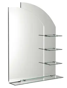 Aqualine Wega - Zrcadlo 65x90 cm, zaoblené, s policemi 65028