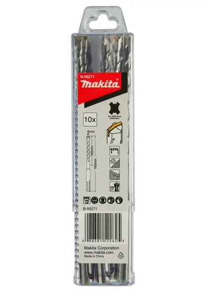 Makita Příslušenství - Sada vrtáků do zdiva SDS Plus 6x160 mm, 10 ks B-59271