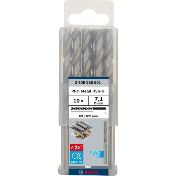 Bosch Příslušenství - Sada vrtáků do kovu, 7,1x109 mm, 10 ks 2608585501