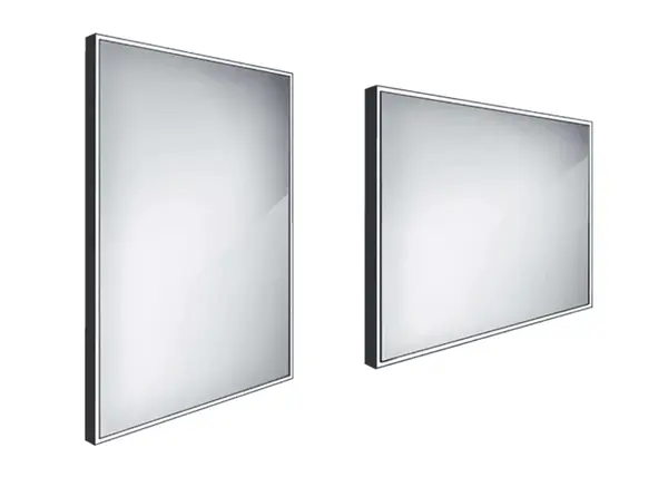 Nimco Zrcadla - Zrcadlo s LED osvětlením, 60x80 cm, hliník/černá ZPC 13002-90
