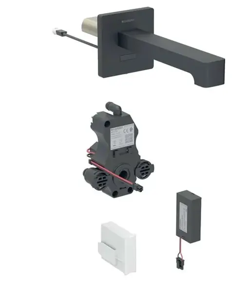 Geberit Brenta - Elektronický umyvadlový ventil pod omítku, bateriové napájení, easy to clean, matná černá 116.273.14.1