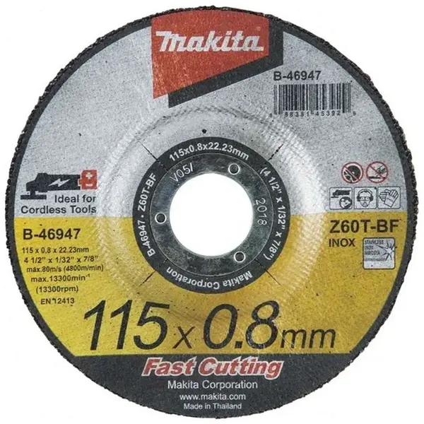 Makita Príslušenstvo - Rezný kotúč na nehrdzavejúcu oceľ 115x22,2 mm B-46947