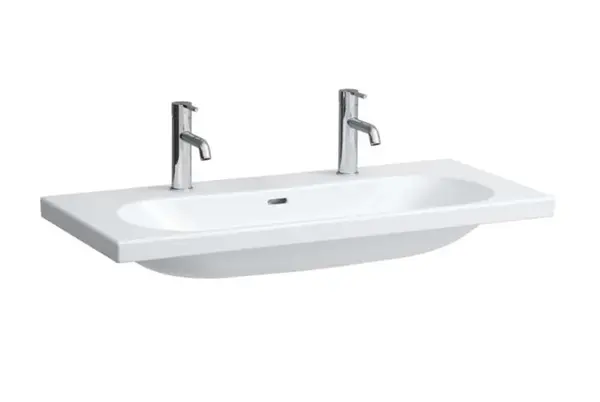 Laufen Lua - Dvojumývadlo nábytkové 100x46 cm, s prepadom, 2 otvory na batériu, LCC, biela H8160894001071