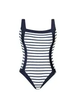 SUNFLAIR Jednodielne plavky  tmavomodrá / biela