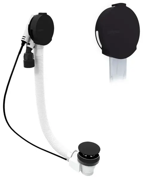 Polysan Marble - Vaňová odtoková a prepadová súprava s napúšťaním, dĺžka 80 cm, matná čierna 11052.21