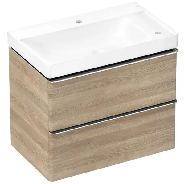 Hansgrohe Xelu Q - Skrinka s umývadlom, 63x78x50 cm, 2 zásuvky, prírodný dub/chróm 54382000