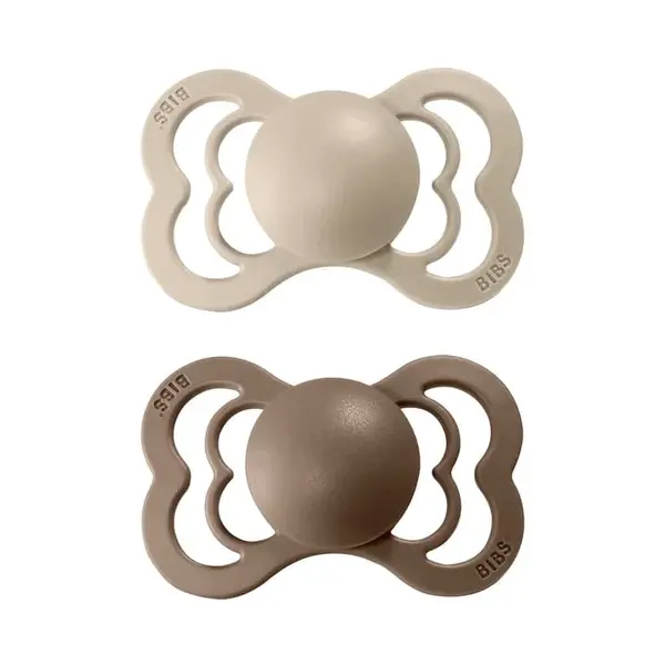 BIBS Supreme symetrické cumlíky z prírodného kaučuku 2ks - veľkosť 1 - Vanilla / Dark Oak