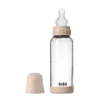 BIBS antikoliková sklenená fľaša so silikónovým cumlíkom 240ml - Blush
