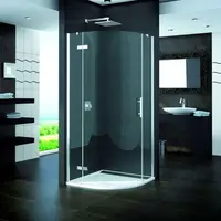 RONAL Pur - Čtvrtkruh s jednokřídlými dveřmi s vyrovnávacími profily, šířka 90 cm, rádius 55 cm, panty vlevo, barva chrom, sklo čiré P3PG550901007