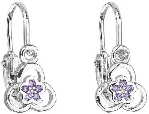 Evolution Group - Pavona Stříbrné dětské náušnice se zirkonem Violet 11171.3