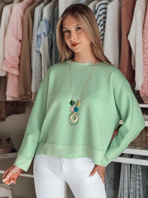 Bluzka damska one size oversize z wisiorkiem NUBISS miętowa Dstreet