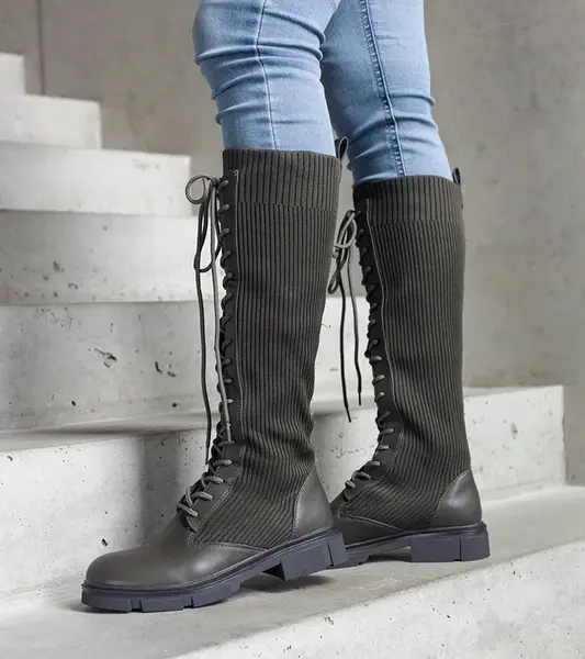 Gemre Green slip-on boots with elastic upper Veradi