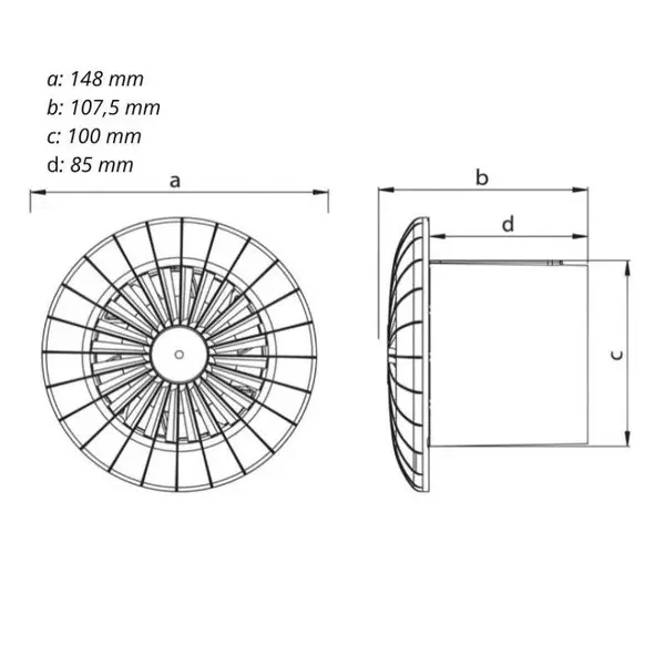 Ventilátor stropní, kuličková ložiska 100 mm, standardní provedení 0932