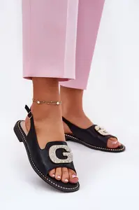 S. BARSKI Dámské Sandály S Dekorativním Detailem Černé S.Barski