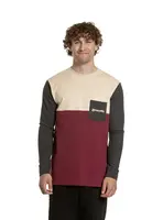 Meatfly pánské tričko s dlouhým rukávem Harvey Sand / Dark Wine | Písková | Velikost XXL | 100% bavlna