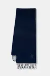 Vlněná šála Tommy Hilfiger pánská, tmavomodrá barva, s aplikací, AM0AM13789