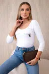 Body blouse with pistol print in white