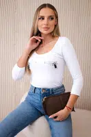 Body blouse with pistol print in white