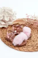 Boto Ružové detské lakové sandálky s mašľou na suchý zips Joratia