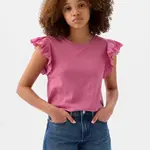 Tmavo ružové dievčenské tričko s volánikmi GAP