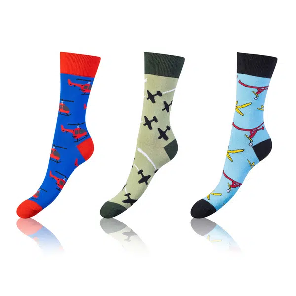 Bellinda
CRAZY SOCKS 3x - Zábavné crazy ponožky 3 páry - modrá - zelená - čierna