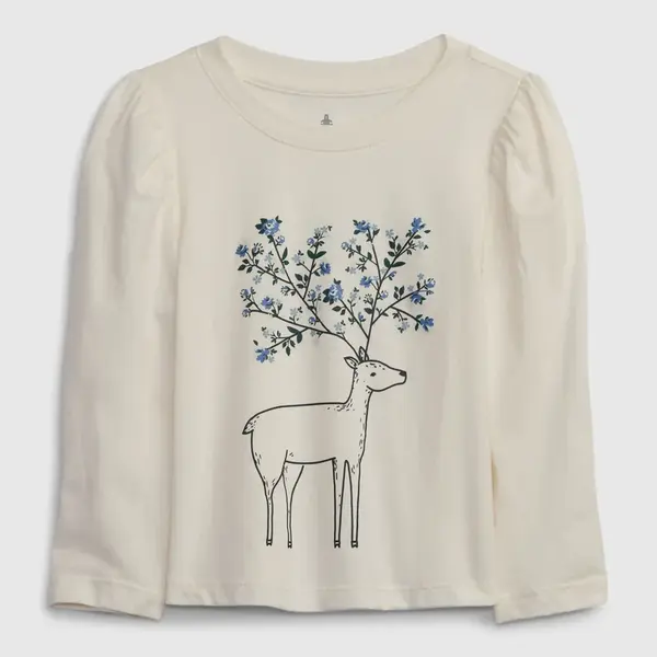 Krémové dievčenské tričko s potlačou GAP