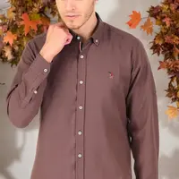 G674 DEWBERRY MEN'S SHIRT-PLAIN BROWN