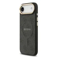 Zadní kryt Guess PU Leather 4G Gold Frame MagSafe Apple pro iPhone 17 Air, černá
