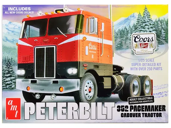 Skill 3 Model Kit Peterbilt 352 Pacemaker Cabover Tractor "Coors" 1/25 Scale Model by AMT
