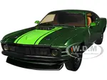 1970 Ford Mustang Mach 1 428 Green Metallic with Light Green Hood Limited Edition to 6550 pieces Worldwide 1/24 Diecast Model Cars by M2 Machines