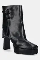 Nízké kozačky GOE dámské, černá barva, na podpatku, lehce zateplené, SS2N4206 BLACK