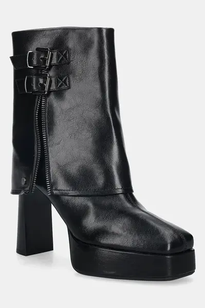 Nízké kozačky GOE dámské, černá barva, na podpatku, lehce zateplené, SS2N4206 BLACK