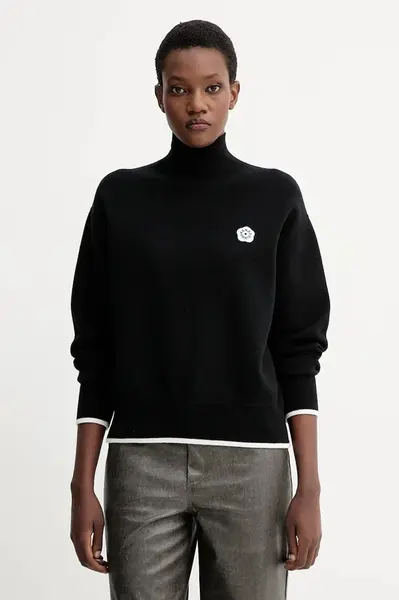 Svetr s příměsí vlny Kenzo černá barva, s golfem, FF62PU7183LF