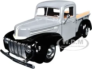1942-47 Ford "Jailbar" Pickup Truck Gray and Black "Timeless Legends" Series 1/24 Diecast Model Car by Motormax