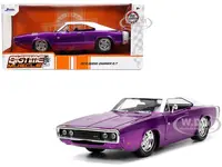1970 Dodge Charger R/T Purple Metallic with White Top and Tail Stripe "Bigtime Muscle" Series 1/24 Diecast Model Car by Jada