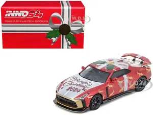 Nissan GT-R50 By ItalDesign RHD (Right Hand Drive) "Christmas 2024 Special Edition" Red Metallic with Christmas Graphics 1/64 Diecast Model Car by In