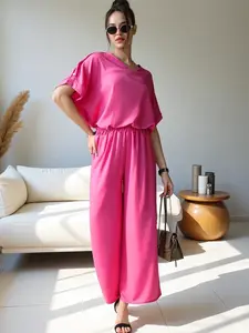 Resti Women's casual set with a short-sleeve blouse and wide trousers