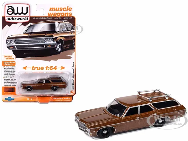 1970 Chevrolet Kingswood Estate Wagon Classic Copper Metallic with Roof Rack "Muscle Wagons" Series 1/64 Diecast Model Car by Auto World