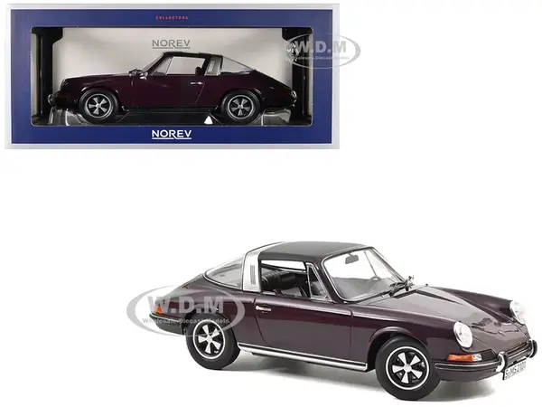 1971 Porsche 911 T Targa Violet with Black Top 1/18 Diecast Model Car by Norev