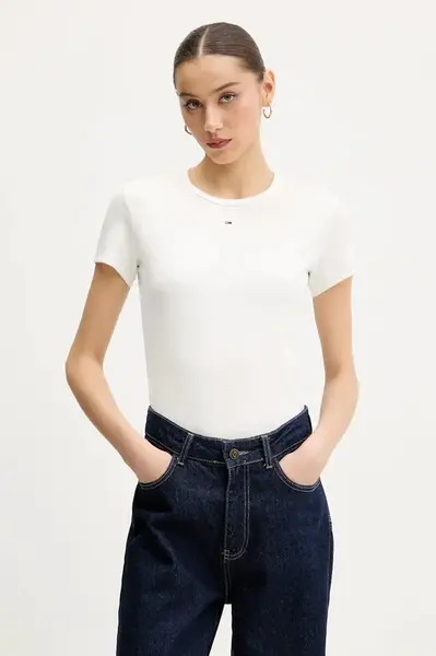 Tommy Jeans basic tričko dámske bavlnené s elastanom 2-pak