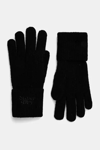 Rukavice s prímesou vlny Superdry čierna farba, Y9310077A-02A