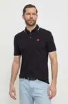 Bavlnené polo tričko HUGO čierna farba,jednofarebný,50490775