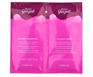 Šampon a maska pro hydrataci a rozjasnění vlasů Inebrya Shecare Glazed - 2x15 ml