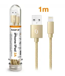 Datový kabel ALIGATOR TUBA 2A, iPhone lightning, zlatá