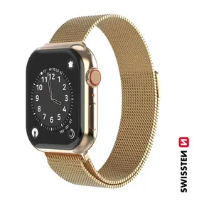 Kovový řemínek Swissten Milánský tah pro Apple Watch 42-44 mm, zlatá