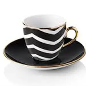 Turecký kávový set 4 šálků s podšálky, černá vlna - Selamlique