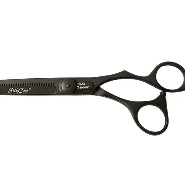Efilační nůžky Olivia Garden SilkCut Thinner EUR 6,35" Matt Black Edition - matně černé (T6.35BL) + dárek zdarma