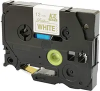 Kompatibilní páska s Brother TZe-R234, 12mm x 4m, zlatý tisk / bílý podklad, textilní stuha